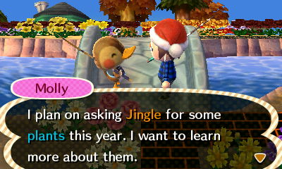 Molly: I plan on asking Jingle for some plants this year. I want to learn more about them.