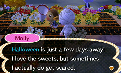 Molly: Halloween is just a few days away! I love the sweets, but sometimes I actually do get scared.