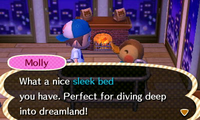 Molly: What a nice sleek bed you have. Perfect for diving deep into dreamland!