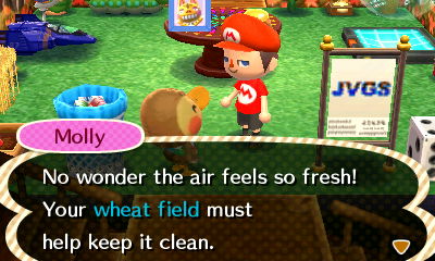 Molly: No wonder the air feels so fresh! Your wheat field must help keep it clean.