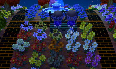 Me and Patty sitting on the metal bench.