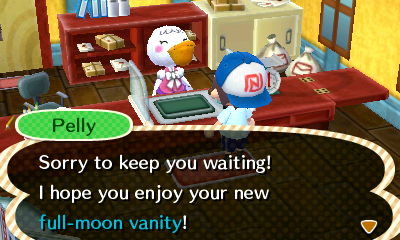 Pelly: Sorry to keep you waiting! I hope you enjoy your new full-moon vanity!