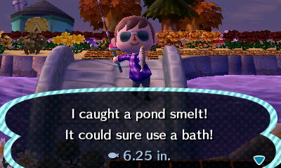 I caught a pond smelt! It could sure use a bath!