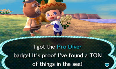 I got the Pro Diver badge! It's proof I've found a TON of things in the sea!