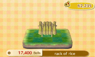 Rack of rice: 17,400 bells.