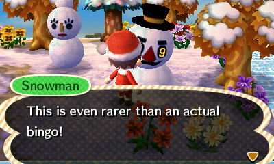 Snowman: This is even rarer than an actual bingo!