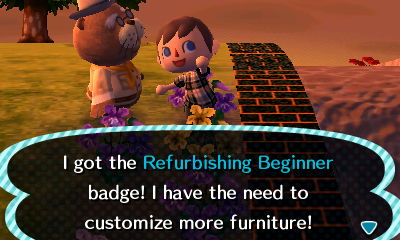 I got the Refurbishing Beginner badge! I have the need to customize more furniture!