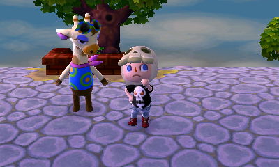 Me wearing a skull tee, an arctic-camo pants, lace-up boots, and skull mask.