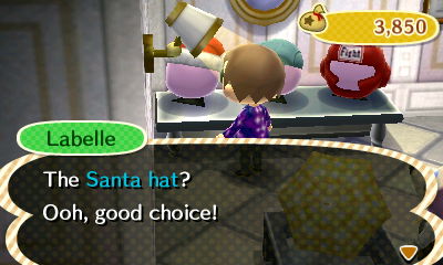 Labelle: The Santa hat? Ooh, good choice!