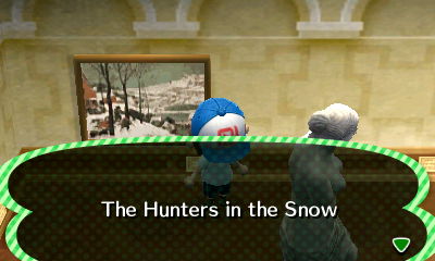 Scenic painting title: The Hunters in the Snow.