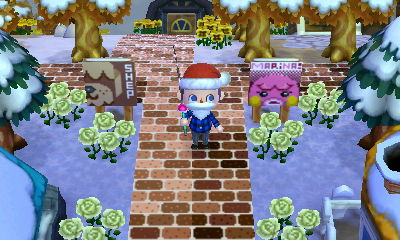 Custom-design signs of Tiffiny's villagers Shep and Marina.
