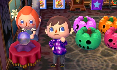 Skye looks into a crystal ball.