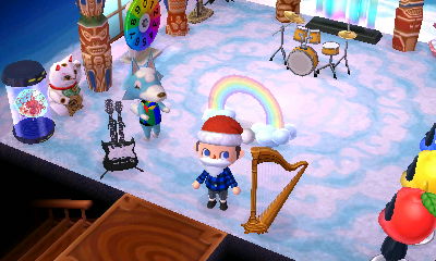 Skye applauds after hearing me play my harp.