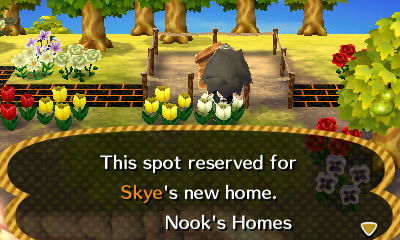 Sign: This spot reserved for Skye's new home. -Nook's Homes