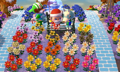 Snuggling up to Skye on the bench as Big Top looks on.