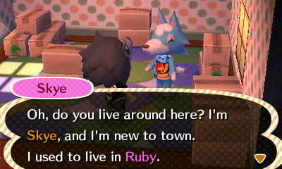 Skye: Oh, do you live around here? I'm Skye, and I'm new to town. I used to live in Ruby.