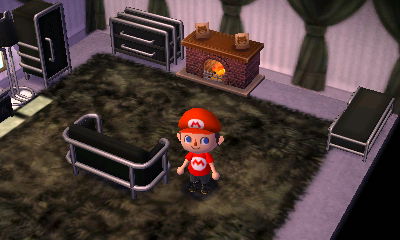 My fully expanded room full of sleek furniture.