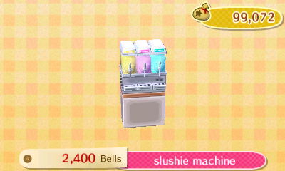 Slushie machine DLC: 2,400 bells.