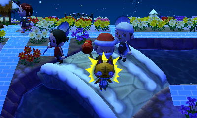 Smacking Tabby with a toy hammer.