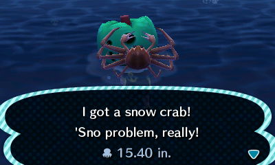 I got a snow crab! 'Sno problem, really!