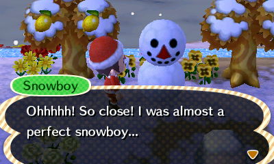 Snowboy: Ohhhhh! So close! I was almost a perfect snowboy...