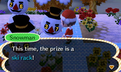 Snowman: This time, the prize is a ski rack!