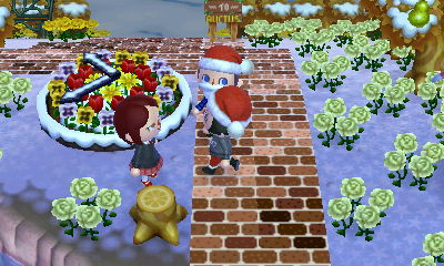 The snow-covered flower clock.