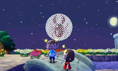 A stag beetle fireworks explodes in the air at the fireworks festival.