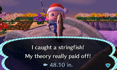 I caught a stringfish! My theory really paid off!