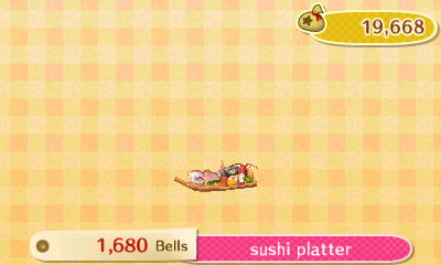 Sushi platter DLC: 1,680 bells.