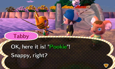 Tabby: OK, here it is! "Pookie"! Snappy, right?
