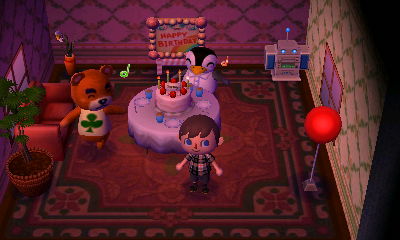 Aurora helping celebrate Teddy's birthday.