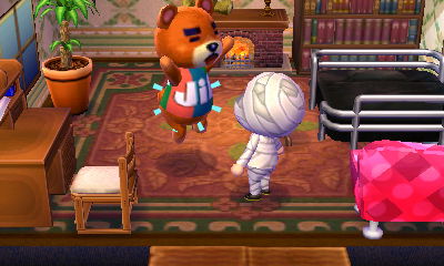 Teddy jumps into the air as he takes his medicine.