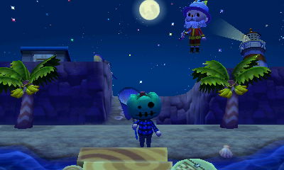 Tom appears to float in the air over the dock.