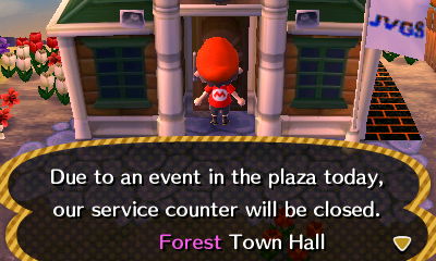 Due to an event in the plaza today, our service counter will be closed. -Forest Town Hall
