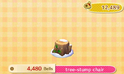 Tree stump chair: 4,480 bells.