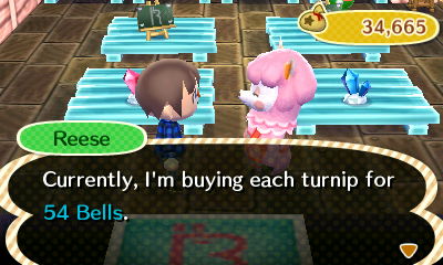 Reese: Currently, I'm buying each turnip for 54 bells.