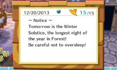 ~ Notice ~ Tomorrow is the Winter Solstice, the longest night of the year in Forest!