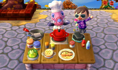 Franklin and I celebrate a successful main course.