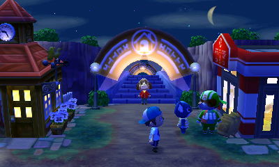 Big Top and Yuka on Main Street, standing next to each other and looking at each other, apparently on a date.