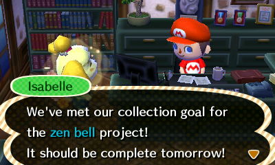Isabelle: We've met our collection goal for the zen bell project! It should be complete tomorrow!