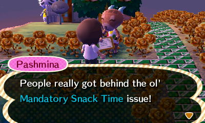 Pashmina: People really got behind the ol' Mandatory Snack Time issue!