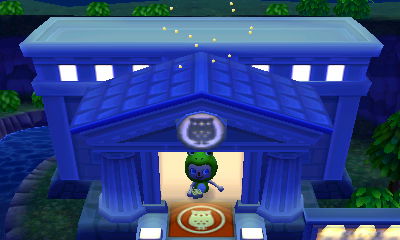 Glitching on the museum in a frog suit.