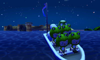Four frogs on Kapp'n's boat.