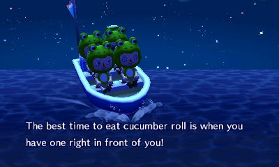 Kapp'n, singing: The best time to eat cucumber roll is when you have one right in front of you!