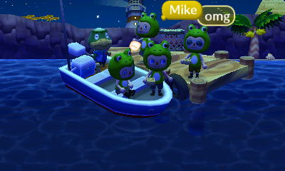 Froggy Jeff standing on the boat.