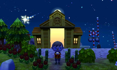 I wish on a shooting star as the moon pokes above the train station in Acorn.