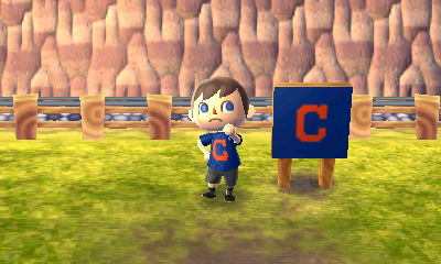 My custom-design sign with the Cleveland Indians block C logo on it.