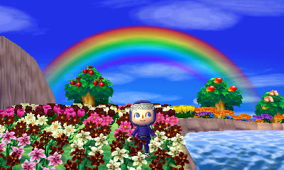 Flowers and a rainbow in the dream town of Titania.