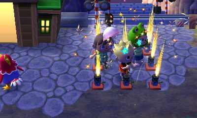 Several fountain fireworks going off at once.